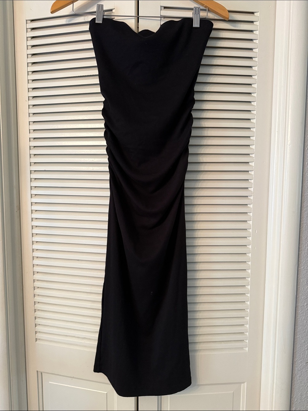 Michael Stars Black Strapless Ruched Midi Skirt